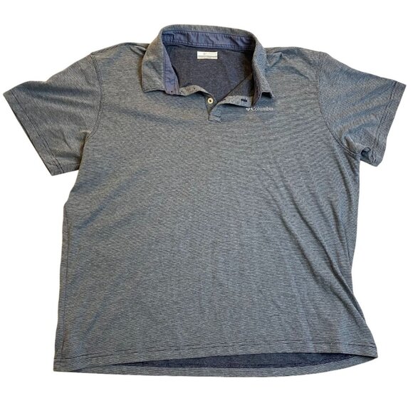 Columbia Men's Polo Shirt XXL Short Sleeve Blue Striped Cotton-Poly Blend Casual - Picture 1 of 1